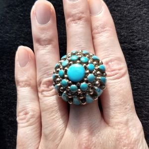 Kingman turquoise sterling silver dome ring sz 5.5 (5 1/2 Zuni Weebothee signed